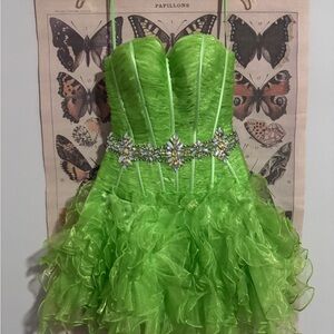 Mystique Boutique Lime Green Satin Dress